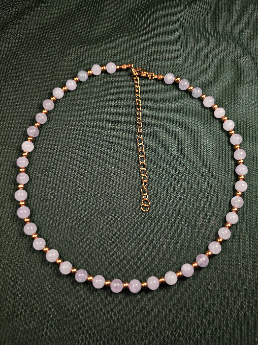Blue and gold bead necklace