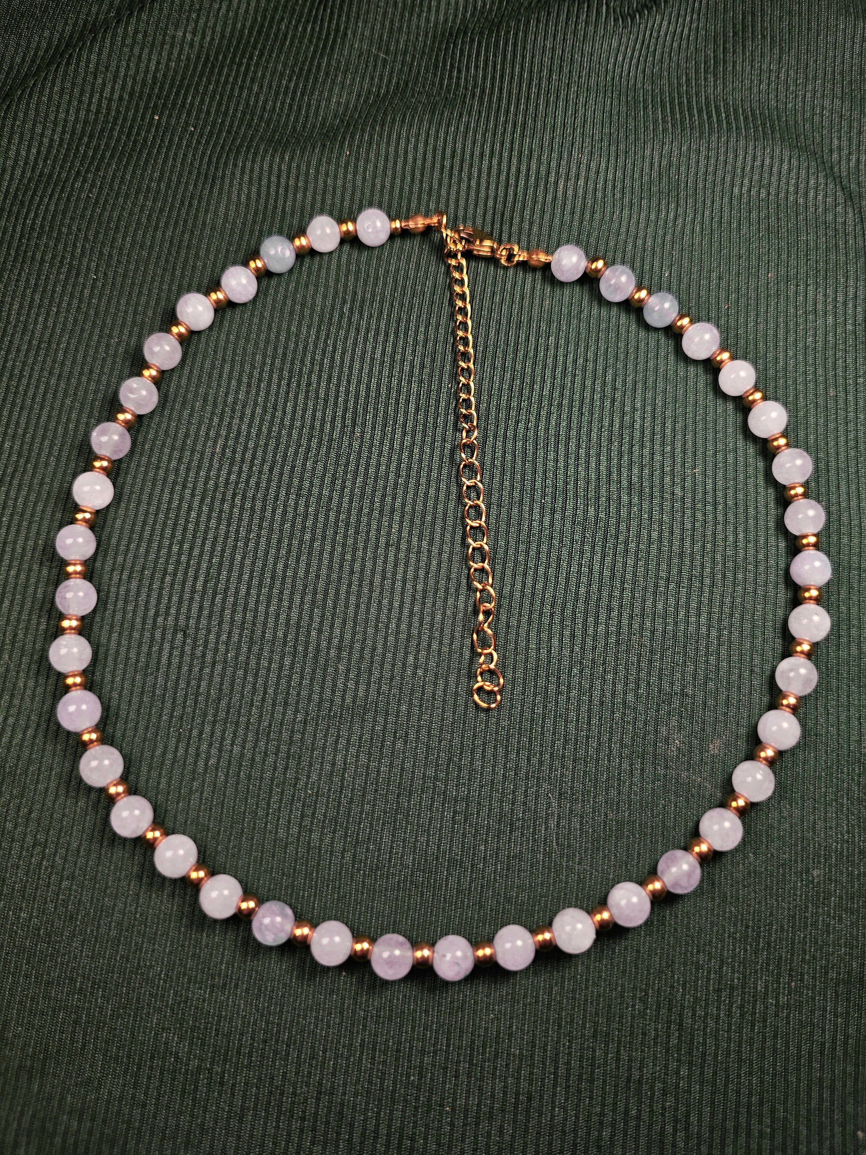 Blue and gold bead necklace