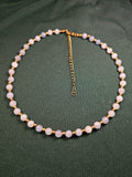 Blue and gold bead necklace